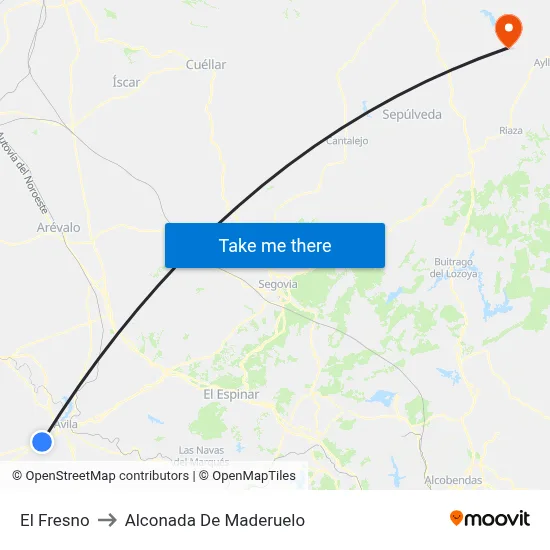 El Fresno to Alconada De Maderuelo map