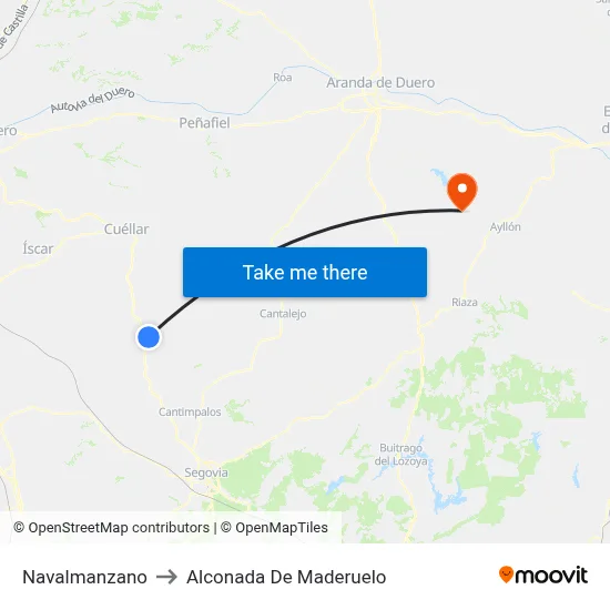 Navalmanzano to Alconada De Maderuelo map