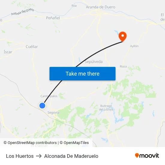 Los Huertos to Alconada De Maderuelo map
