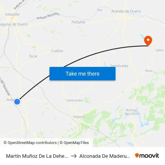 Martín Muñoz De La Dehesa to Alconada De Maderuelo map