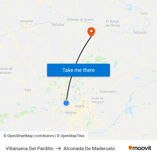 Villanueva Del Pardillo to Alconada De Maderuelo map