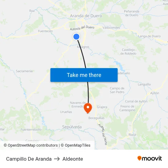 Campillo De Aranda to Aldeonte map