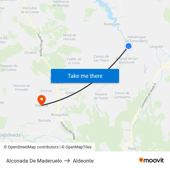 Alconada De Maderuelo to Aldeonte map