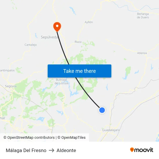 Málaga Del Fresno to Aldeonte map