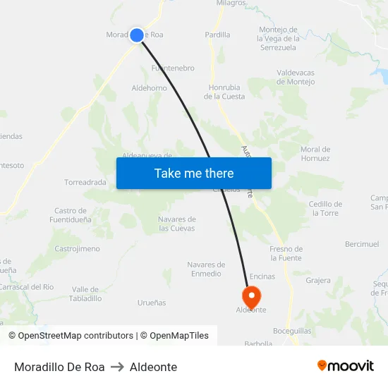 Moradillo De Roa to Aldeonte map