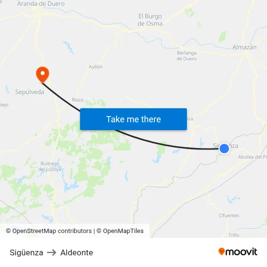 Sigüenza to Aldeonte map