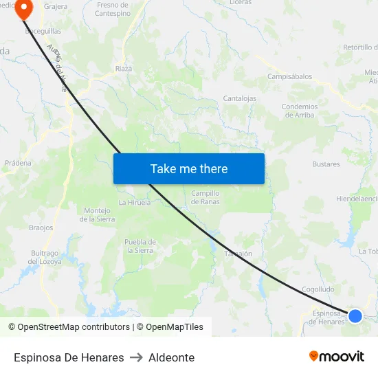 Espinosa De Henares to Aldeonte map