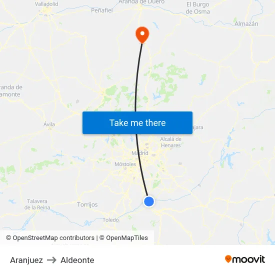 Aranjuez to Aldeonte map