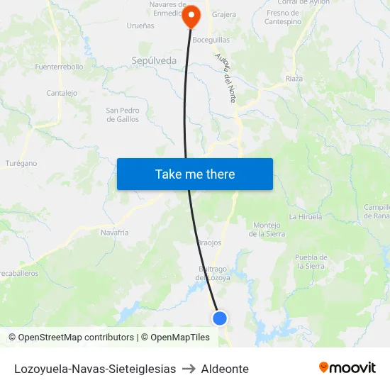 Lozoyuela-Navas-Sieteiglesias to Aldeonte map