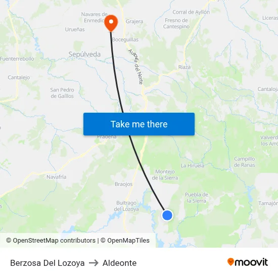Berzosa Del Lozoya to Aldeonte map