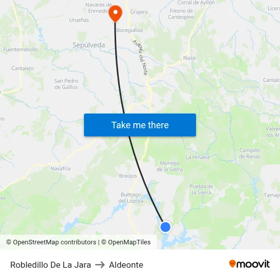 Robledillo De La Jara to Aldeonte map