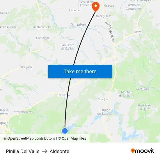 Pinilla Del Valle to Aldeonte map