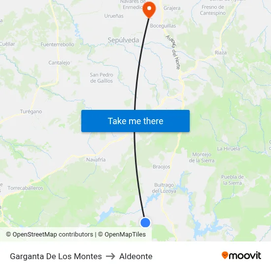 Garganta De Los Montes to Aldeonte map
