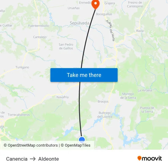 Canencia to Aldeonte map