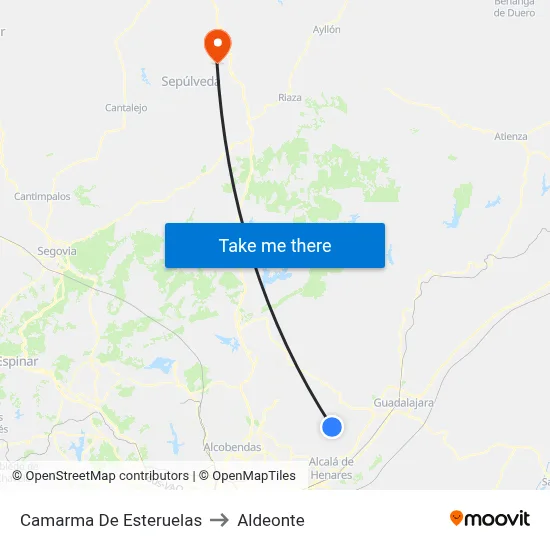Camarma De Esteruelas to Aldeonte map