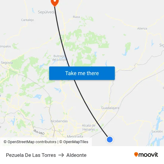 Pezuela De Las Torres to Aldeonte map