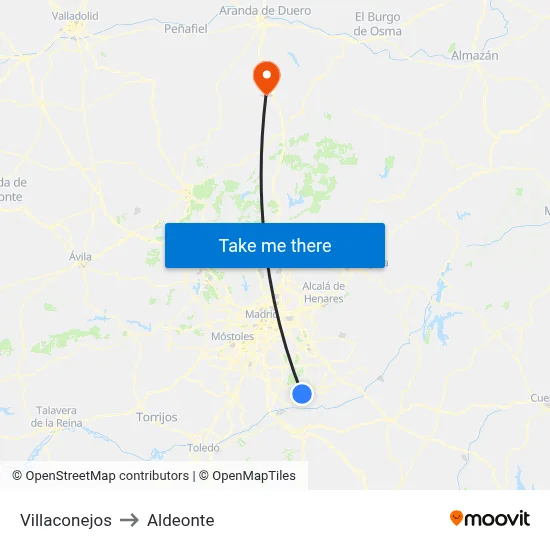 Villaconejos to Aldeonte map