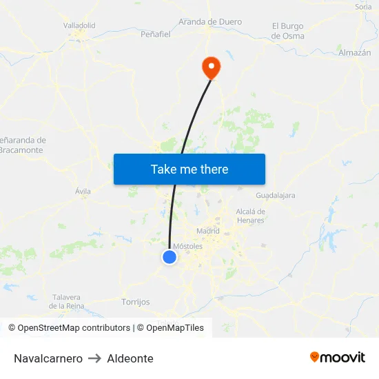 Navalcarnero to Aldeonte map