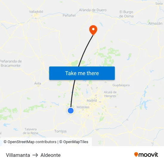 Villamanta to Aldeonte map