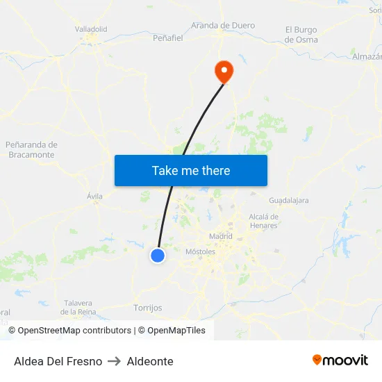 Aldea Del Fresno to Aldeonte map