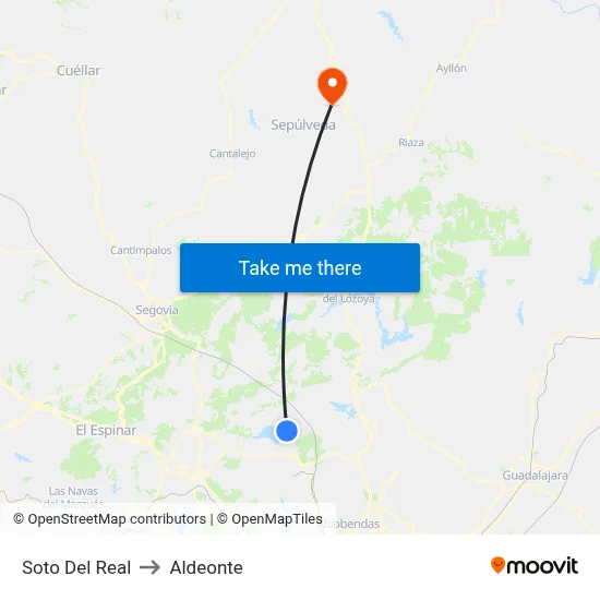 Soto Del Real to Aldeonte map