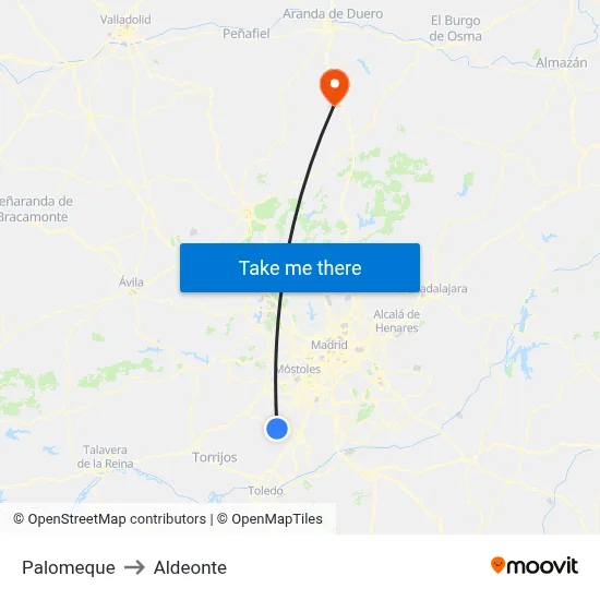 Palomeque to Aldeonte map