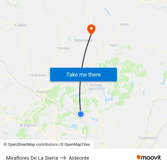 Miraflores De La Sierra to Aldeonte map