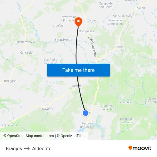 Braojos to Aldeonte map