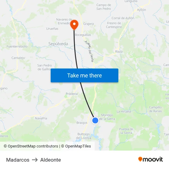 Madarcos to Aldeonte map