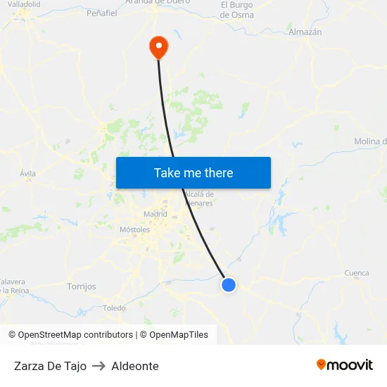 Zarza De Tajo to Aldeonte map