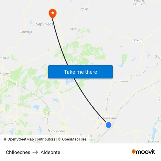 Chiloeches to Aldeonte map