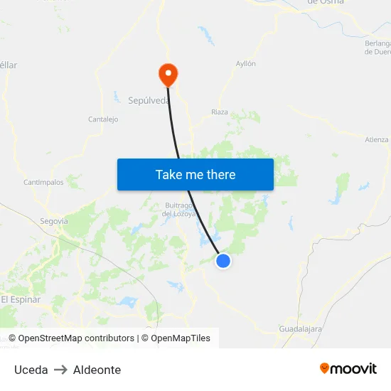 Uceda to Aldeonte map