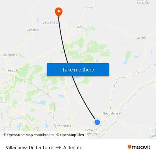 Villanueva De La Torre to Aldeonte map