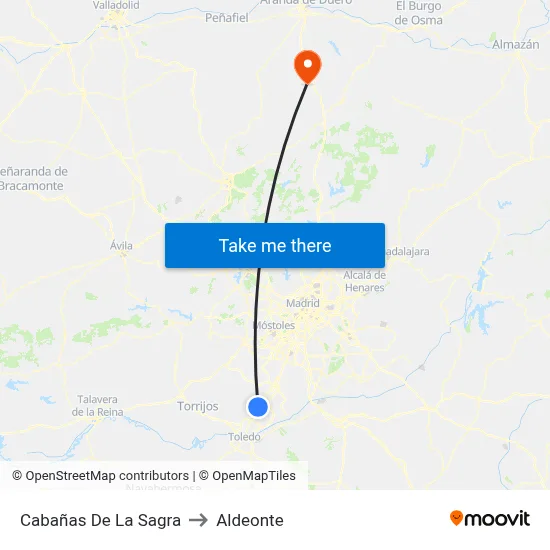Cabañas De La Sagra to Aldeonte map