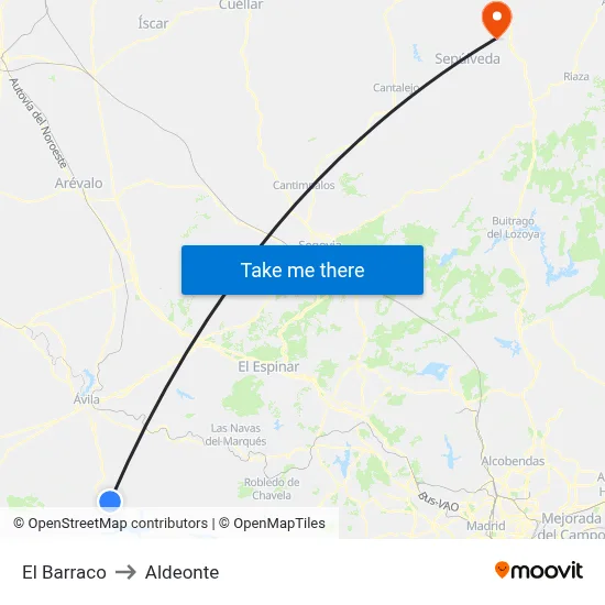 El Barraco to Aldeonte map