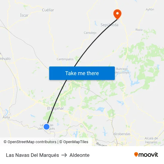 Las Navas Del Marqués to Aldeonte map