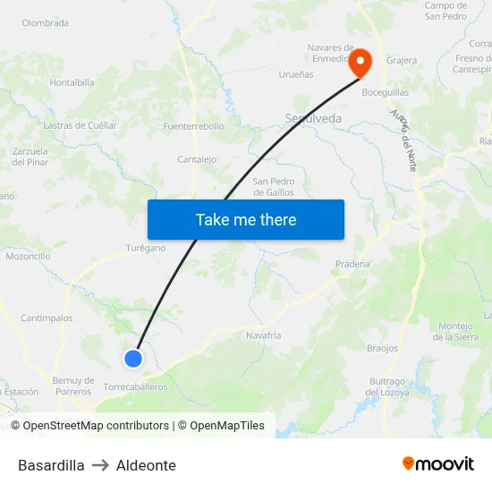 Basardilla to Aldeonte map