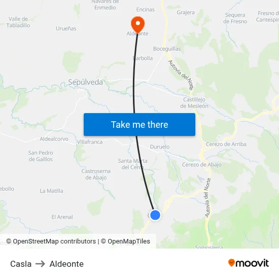 Casla to Aldeonte map