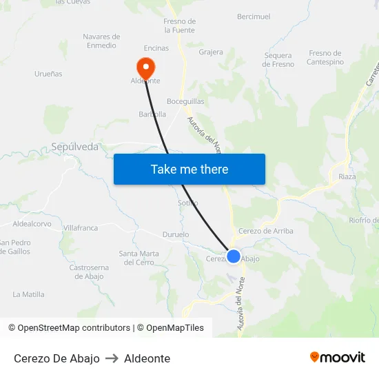 Cerezo De Abajo to Aldeonte map