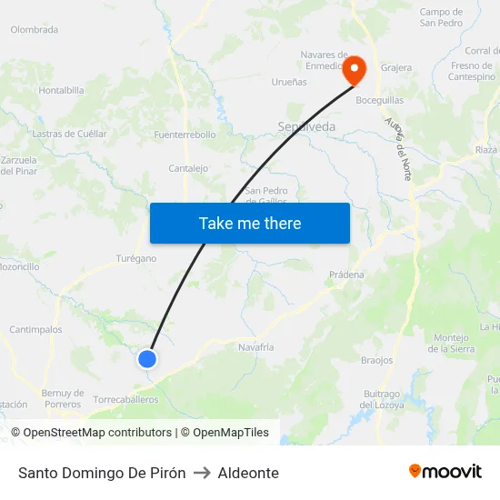 Santo Domingo De Pirón to Aldeonte map