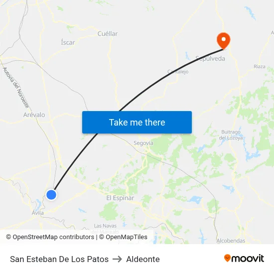 San Esteban De Los Patos to Aldeonte map