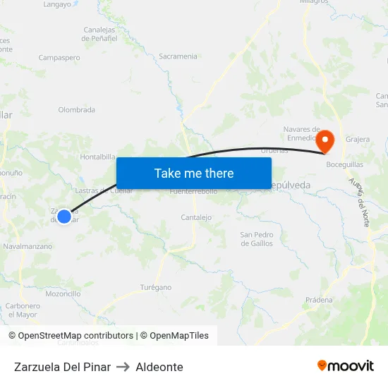 Zarzuela Del Pinar to Aldeonte map