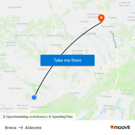 Brieva to Aldeonte map