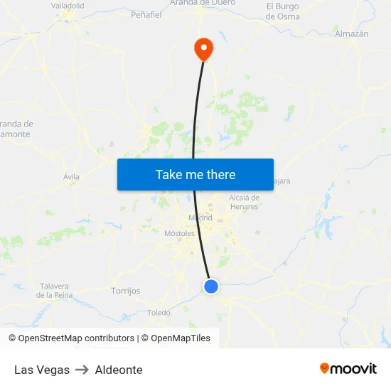 Las Vegas to Aldeonte map