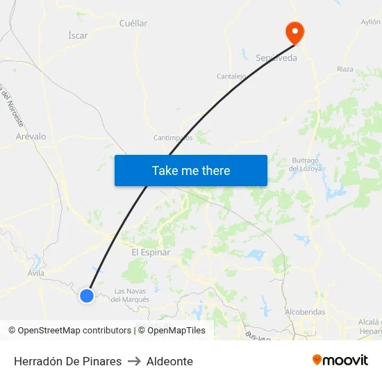 Herradón De Pinares to Aldeonte map