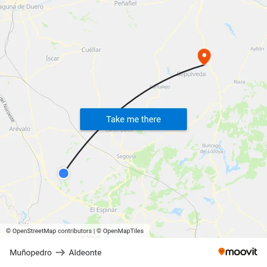 Muñopedro to Aldeonte map