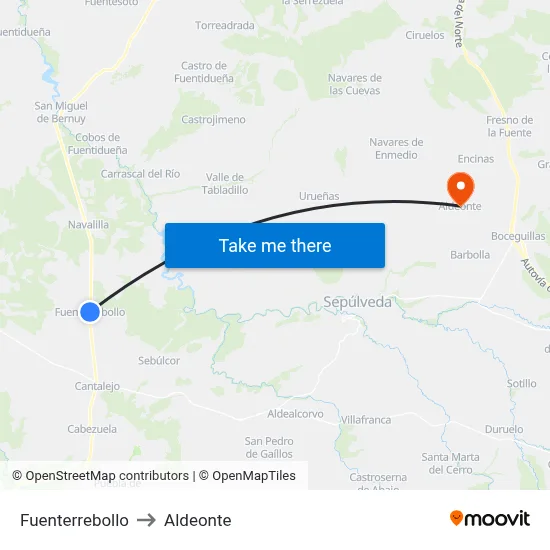 Fuenterrebollo to Aldeonte map