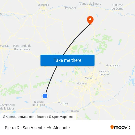 Sierra De San Vicente to Aldeonte map
