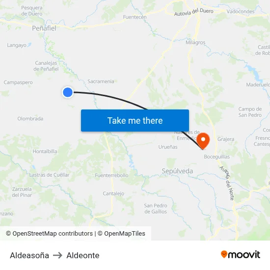 Aldeasoña to Aldeonte map
