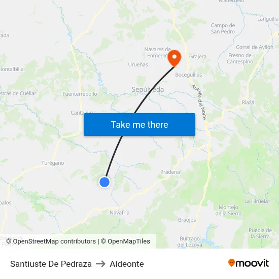 Santiuste De Pedraza to Aldeonte map